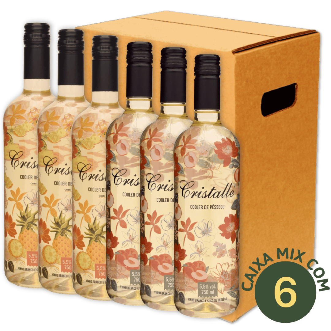 Arbugeri Cristalle Cooler Mix - 3 x Abacaxi / 3 x Pêssego