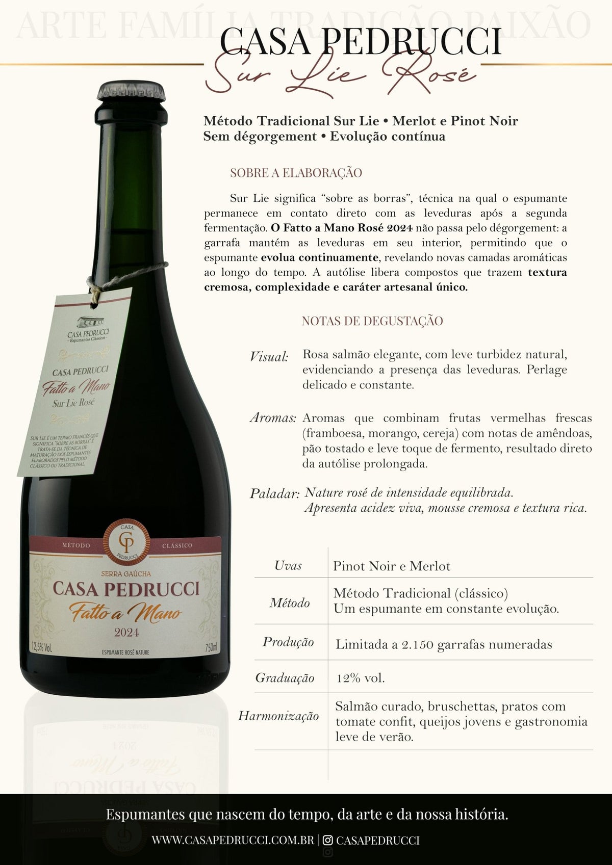 Casa Pedrucci Fatto a Mano Espumante Sur Lie Rosé - Casa Pedrucci - Espumantes do Sul