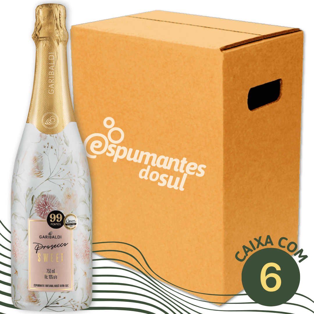 Garibaldi Sweet Prosecco Espumante Demi Sec Rosé - Caixa com 6 - Garibaldi - Espumantes do Sul