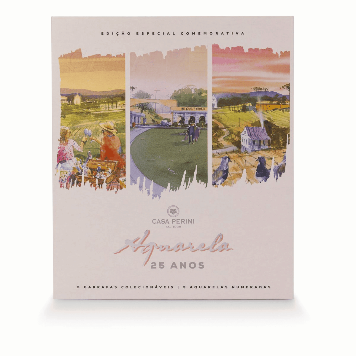Kit Casa Perini Aquarela Moscatel Rosé - Especial 25 Anos - Casa Perini - Espumantes do Sul