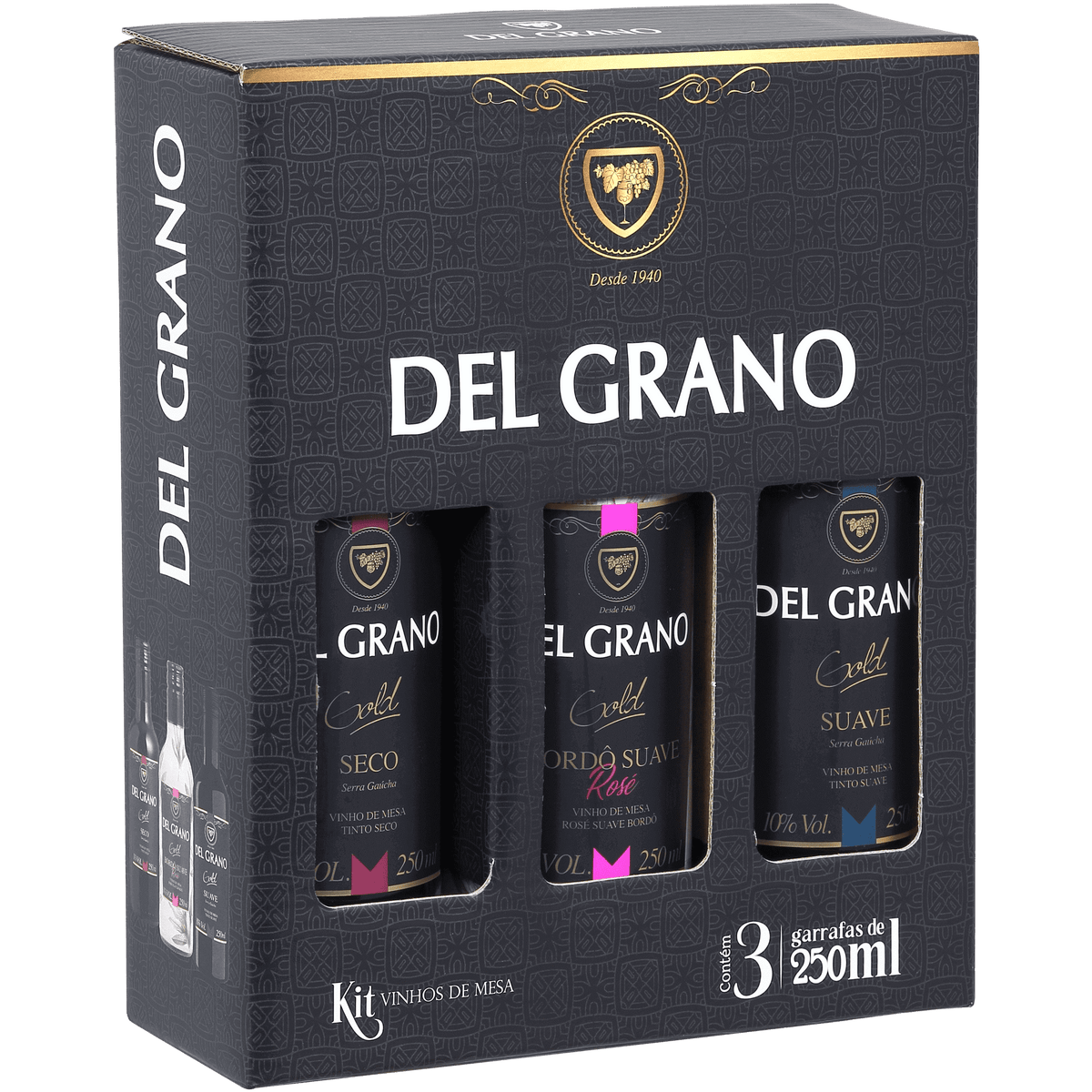 Kit de Vinhos de Mesa Del Grano 3 x 250ml - Del Grano - Espumantes do Sul