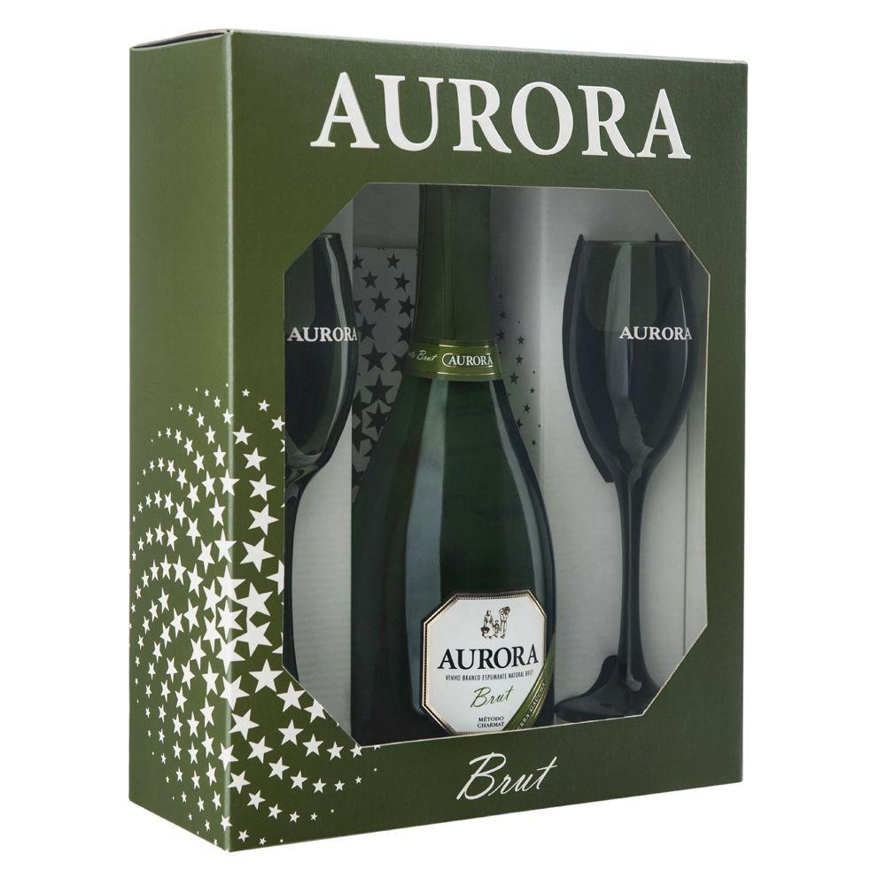 Kit Espumante Brut Aurora 750ml Com 2 taças - Aurora - Espumantes do Sul